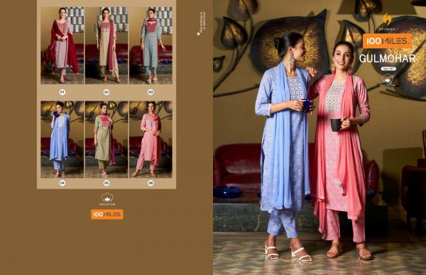 100 Miles Gulmohar new stylish Kurti Pant With Dupatta Collection